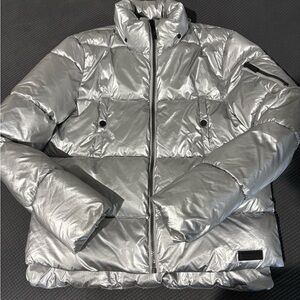 Kendall & Kylie Metallic Silver Puffer Coat